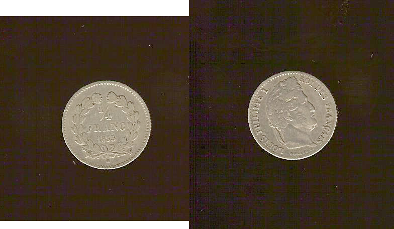 1/4 franc Louis-Philippe 1835 Lille TTB